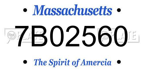 7B02560 Massachusetts License Plate