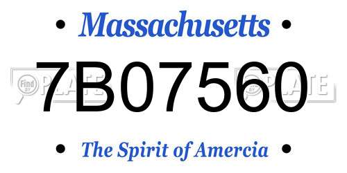 7B07560 Massachusetts License Plate