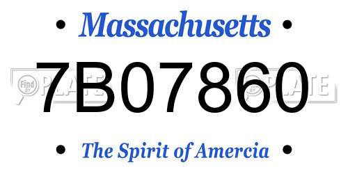 7B07860 Massachusetts License Plate