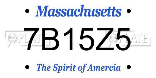7B15Z5 Massachusetts License Plate