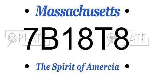 7B18T8 Massachusetts License Plate