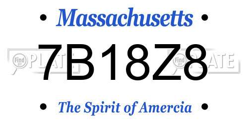 7B18Z8 Massachusetts License Plate