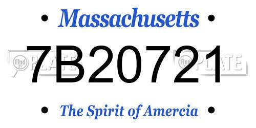 7B20721 Massachusetts License Plate