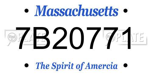 7B20771 Massachusetts License Plate