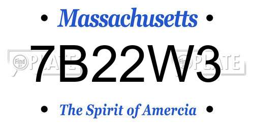 7B22W3 Massachusetts License Plate