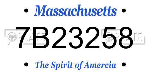7B23258 Massachusetts License Plate