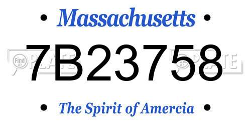 7B23758 Massachusetts License Plate