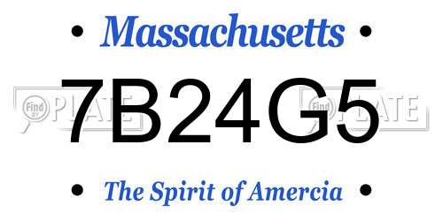 7B24G5 Massachusetts License Plate