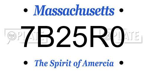 7B25R0 Massachusetts License Plate