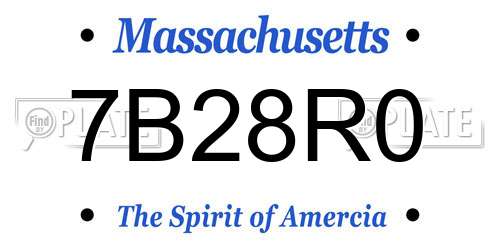 7B28R0 Massachusetts License Plate