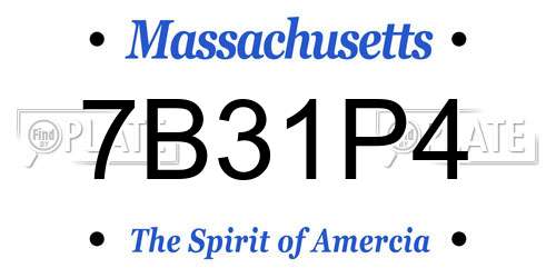 7B31P4 Massachusetts License Plate
