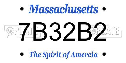 7B32B2 Massachusetts License Plate