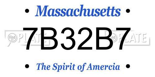 7B32B7 Massachusetts License Plate