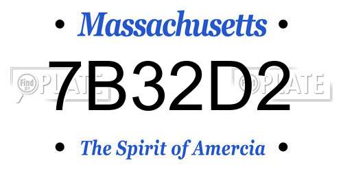 7B32D2 Massachusetts License Plate