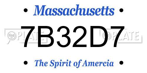 7B32D7 Massachusetts License Plate