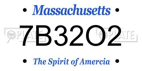 7B32O2 Massachusetts License Plate