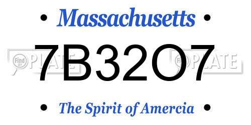 7B32O7 Massachusetts License Plate