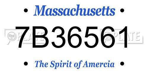 7B36561 Massachusetts License Plate