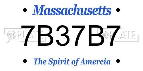 7B37B7 Massachusetts License Plate