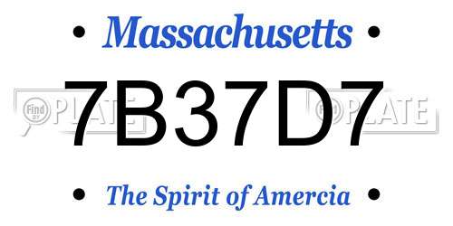 7B37D7 Massachusetts License Plate