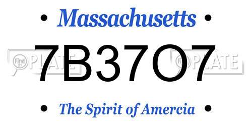7B37O7 Massachusetts License Plate
