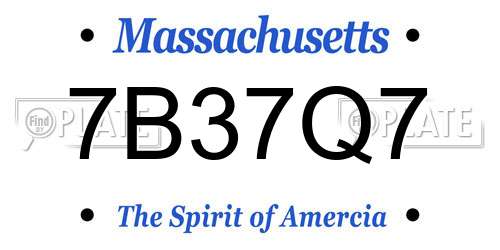7B37Q7 Massachusetts License Plate