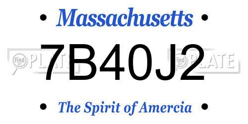 7B40J2 Massachusetts License Plate
