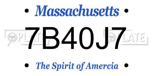 7B40J7 Massachusetts License Plate