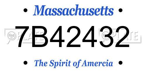 7B42432 Massachusetts License Plate