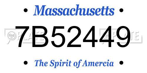 7B52449 Massachusetts License Plate