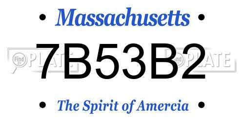 7B53B2 Massachusetts License Plate