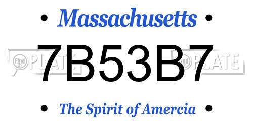 7B53B7 Massachusetts License Plate