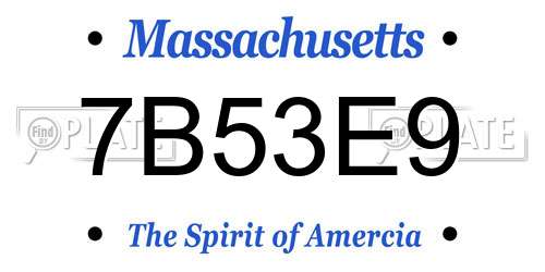7B53E9 Massachusetts License Plate