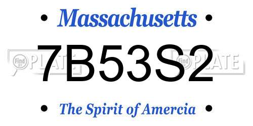 7B53S2 Massachusetts License Plate