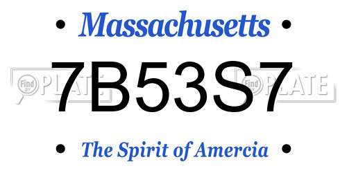 7B53S7 Massachusetts License Plate