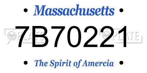 7B70221 Massachusetts License Plate