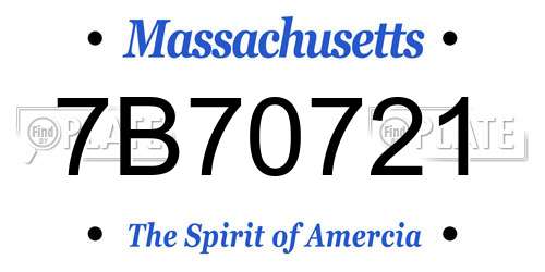 7B70721 Massachusetts License Plate