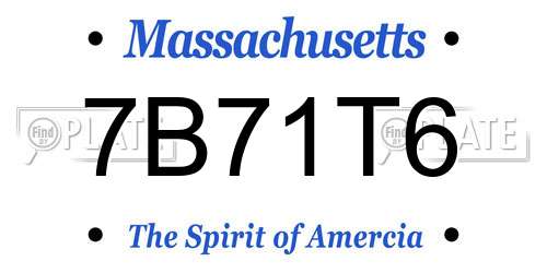 7B71T6 Massachusetts License Plate