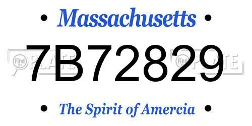 7B72829 Massachusetts License Plate