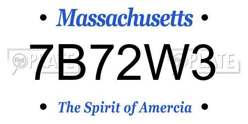 7B72W3 Massachusetts License Plate