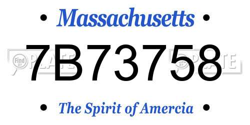 7B73758 Massachusetts License Plate