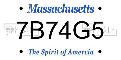 7B74G5 Massachusetts License Plate