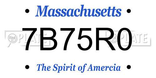 7B75R0 Massachusetts License Plate
