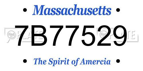 7B77529 Massachusetts License Plate
