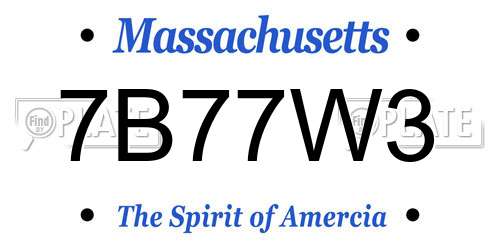 7B77W3 Massachusetts License Plate