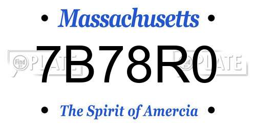 7B78R0 Massachusetts License Plate