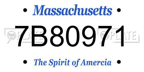 7B80971 Massachusetts License Plate