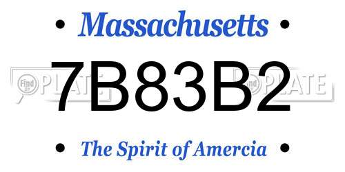7B83B2 Massachusetts License Plate