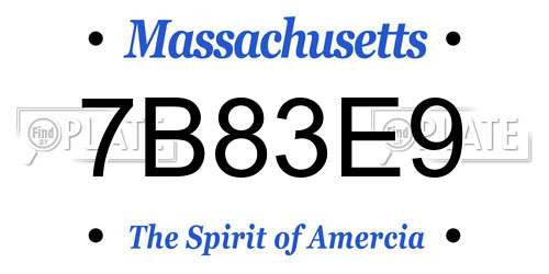 7B83E9 Massachusetts License Plate