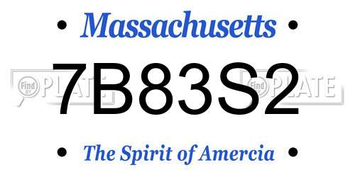 7B83S2 Massachusetts License Plate